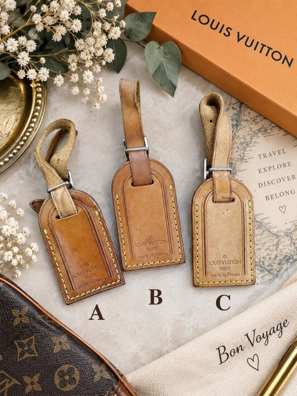 Louis Vuitton Leather Luggage Tag Choose 1(one) As Is. These Are Authentic